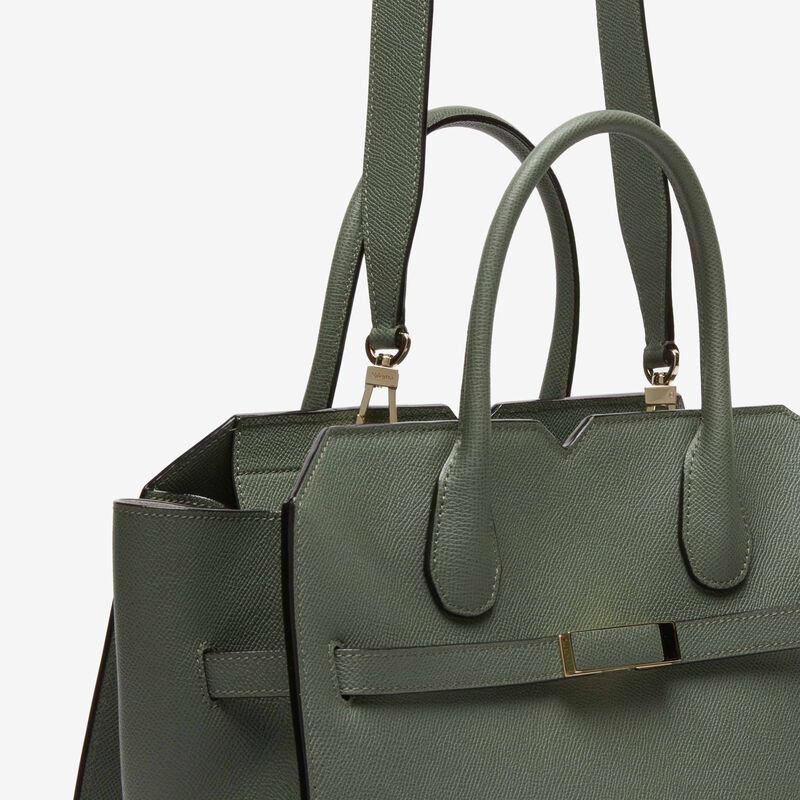 Milano Two Handles Medium Bag - Musk Green - Millepunte Soft calf leather - Valextra - 5