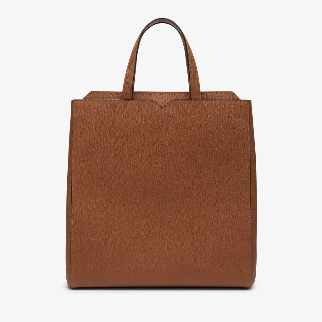 V-line Vertical Shopping bag - Chocoloate Brown - Vitello VS - Valextra - 1
