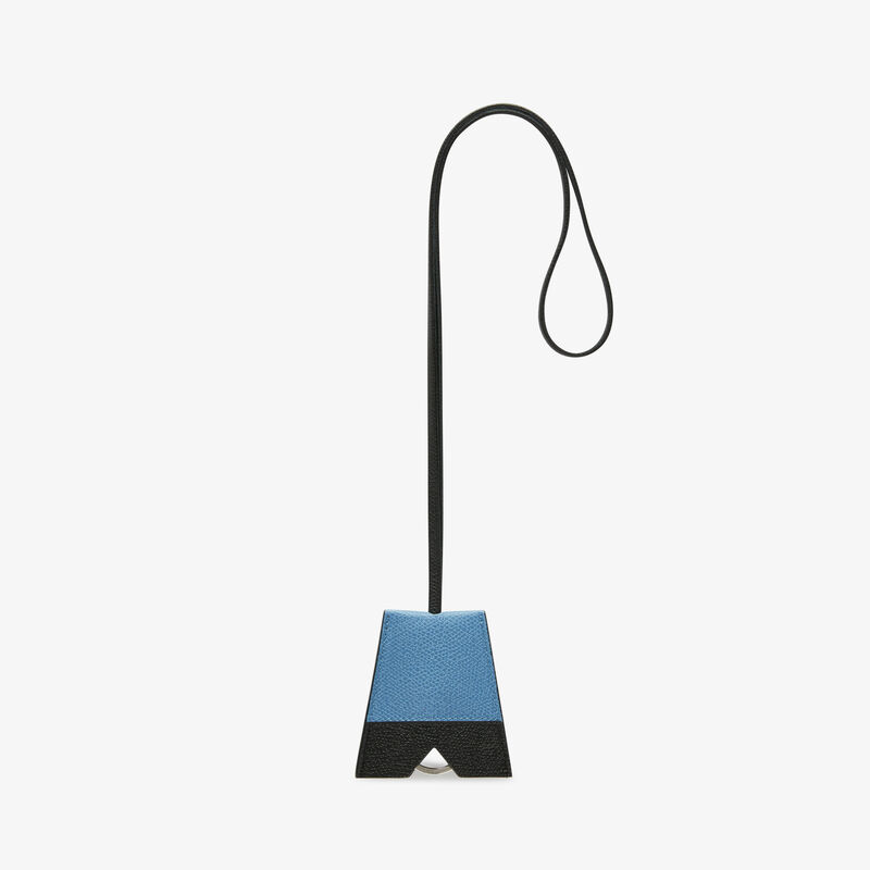 Key Holder with Lanyard - Nebula Blue/Black - Millepunte calf leather - Valextra - 2