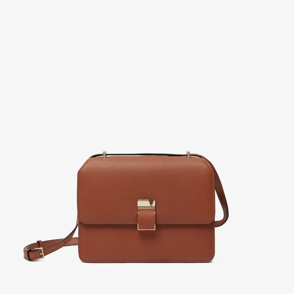 Nolo Crossbody Medium Bag - Gold Brown - Vitello VS - Valextra - 1