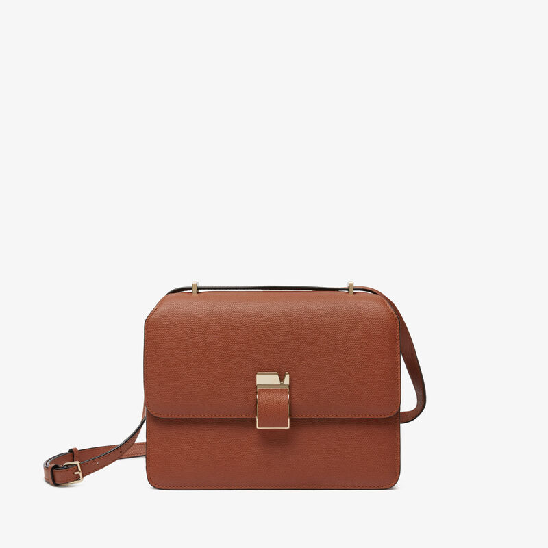 Nolo Crossbody Medium Bag - Gold Brown - Millepunte calf leather - Valextra - 1