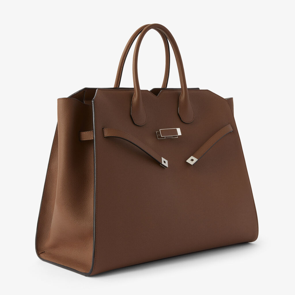 Borsa a due manici Milano Grande - Marrone Cioccolato - Vitello Millepunte Soft - Valextra - 4