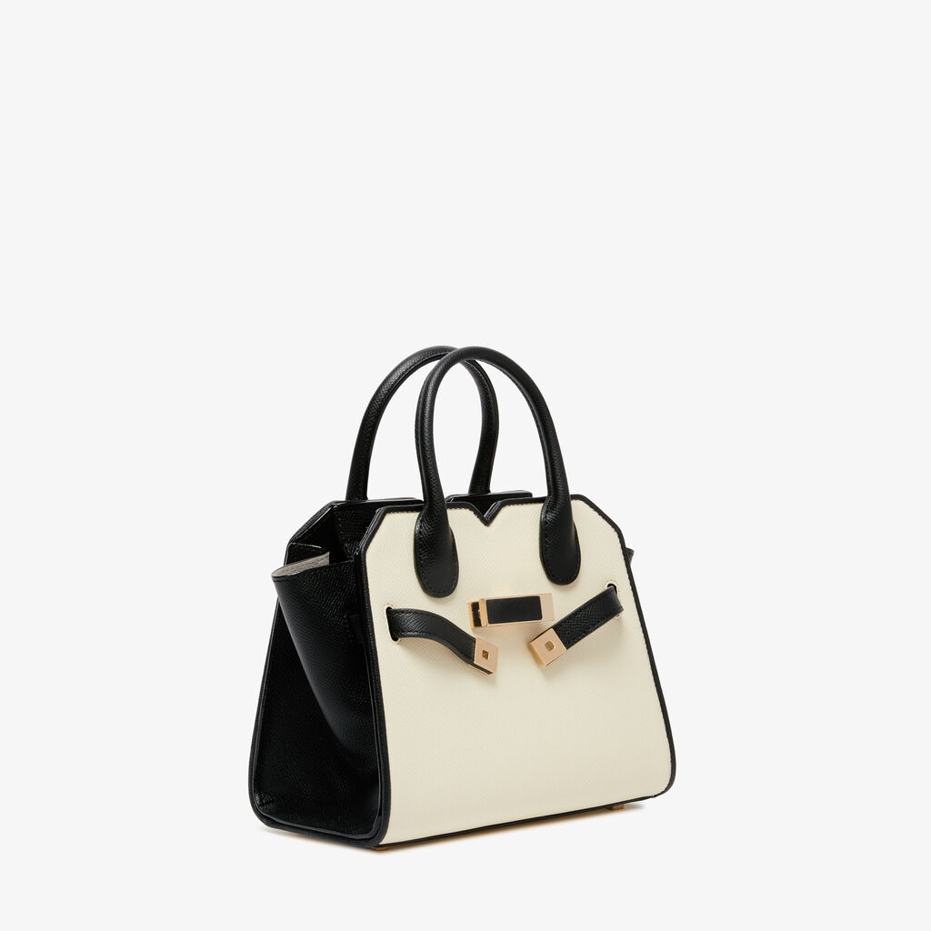 Milano Chiaroscuro Crossbody Micro Bag - Pergamena White/Black - Vitello Millepunte Soft - Valextra - 5