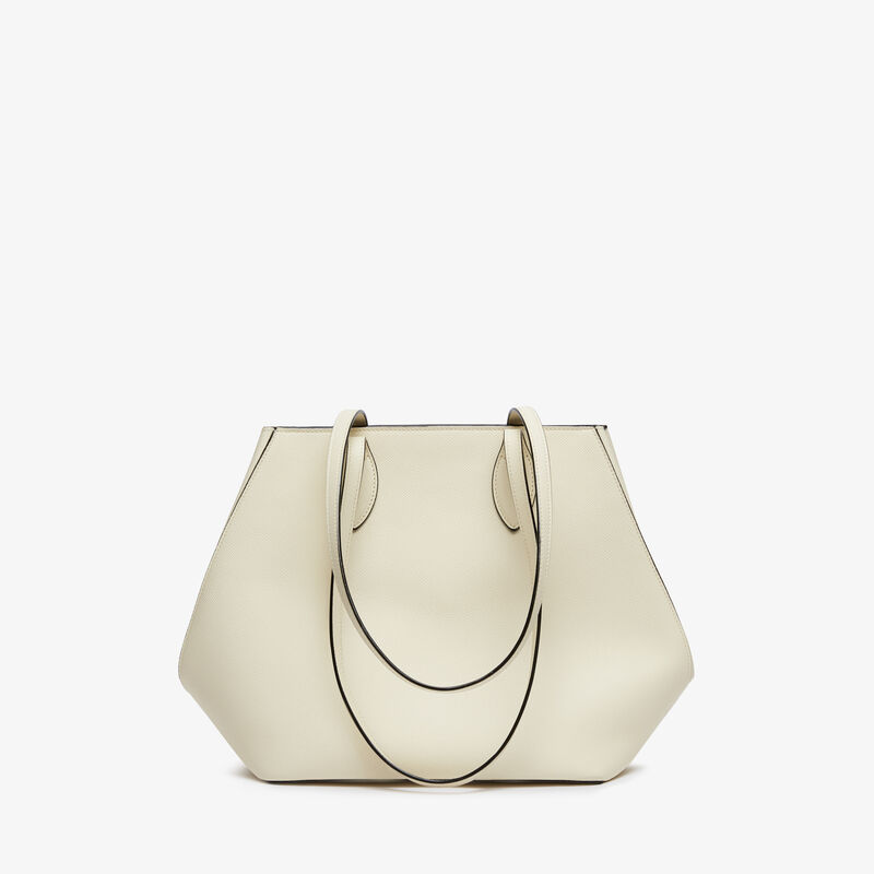 Vivi Shopping Medium Bag - Pergamena White - Millepunte Soft calf leather - Valextra - 1