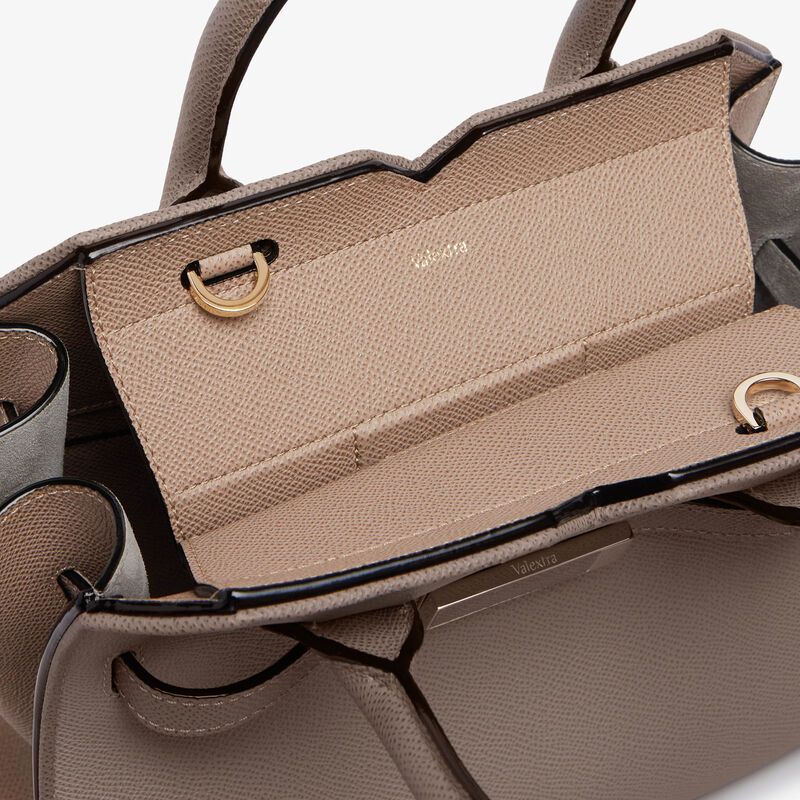 Milano Chiaroscuro Two Handles Mini Bag - Pink Nude/Sahara Brown - Millepunte Soft calf leather - Valextra - 3