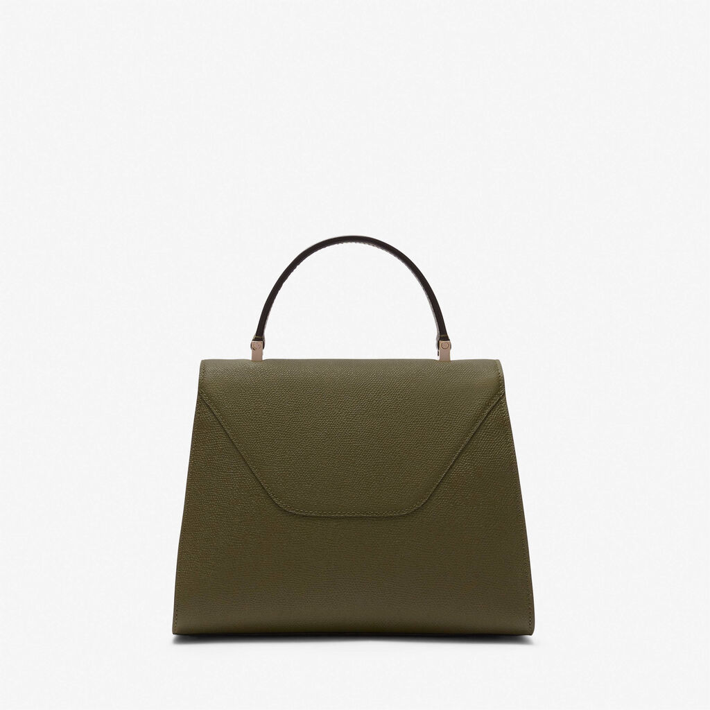 Borsa a Mano Iside Media - Verde Militare - Vitello VS - Valextra - 6