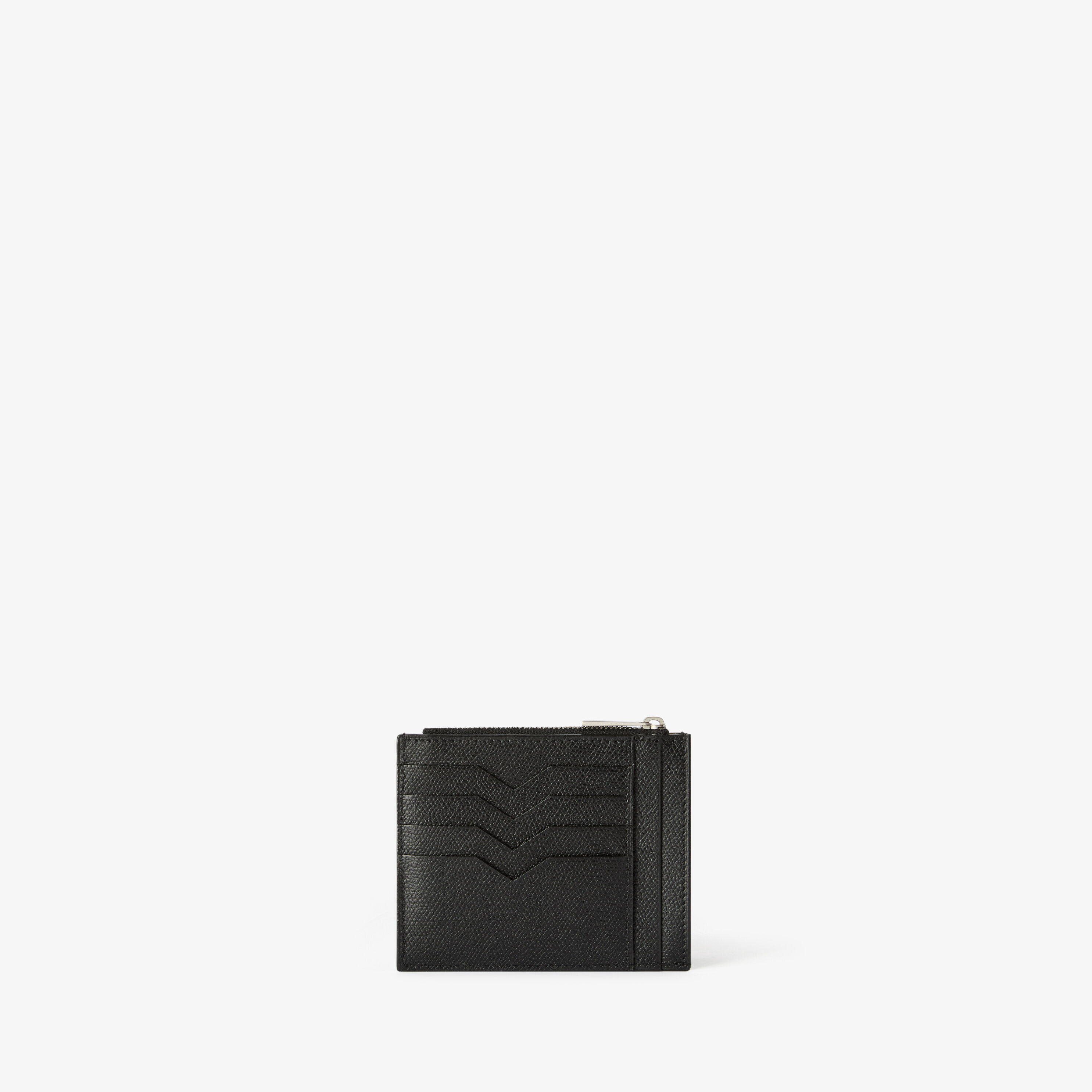 Black Grained Leather Luxury Card Holder 8CC with Zip | Valextra