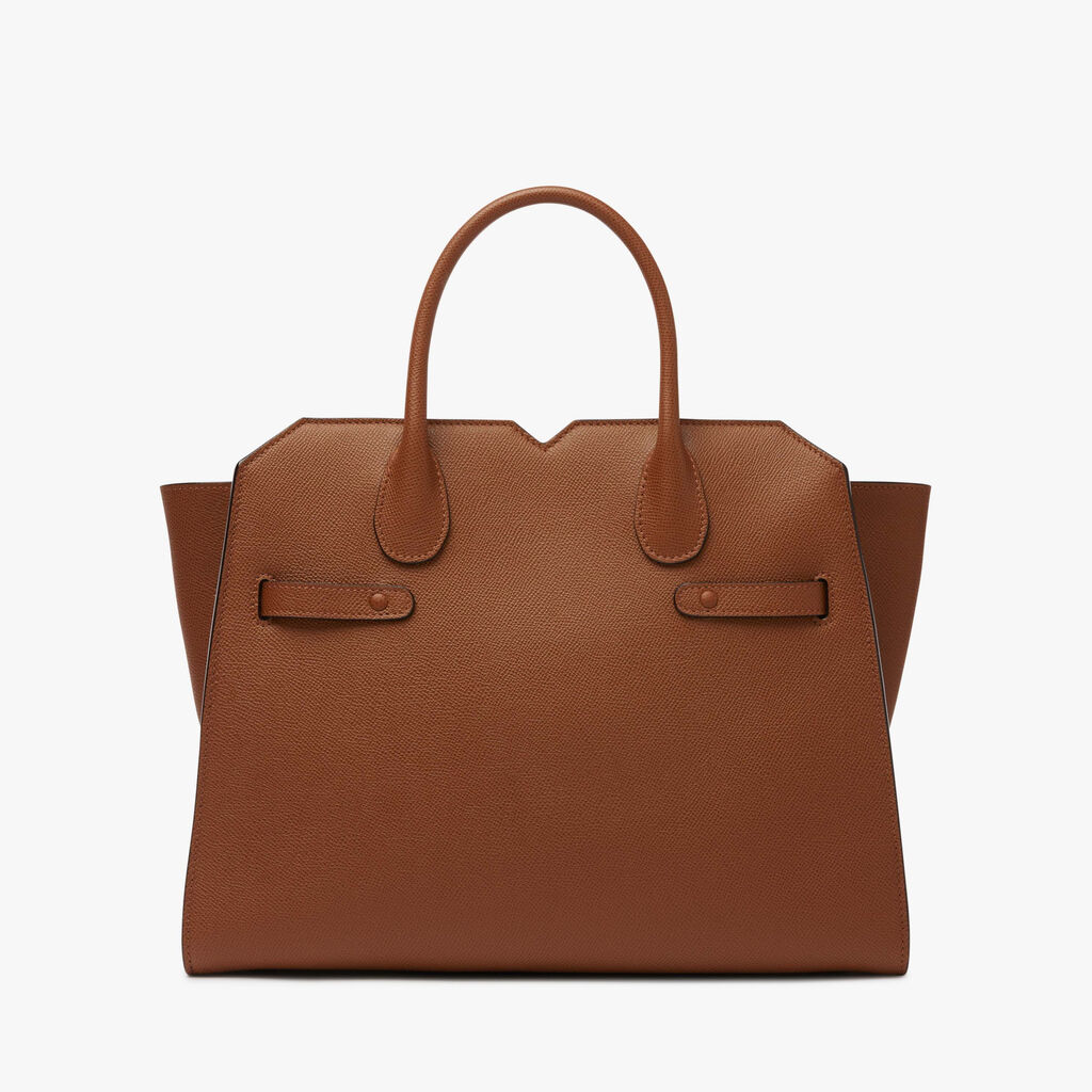 Milano Two Handles Medium Bag - Chocolate Brown - Vitello Millepunte Soft - Valextra - 8