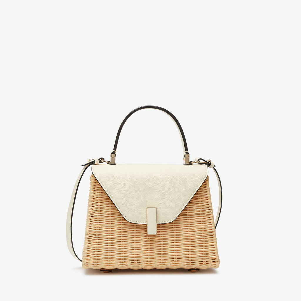 Iside Wicker Top Handle Mini Bag - Beige/Pergamena White - Midollino/Vitello VS - Valextra - 1