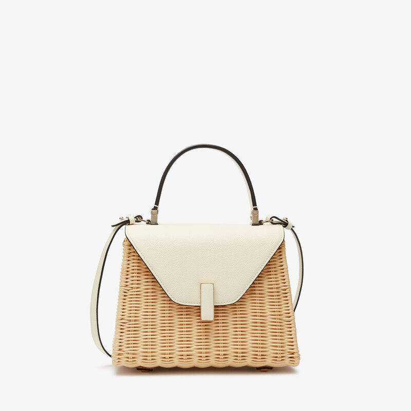 Iside Wicker Top Handle Mini Bag - Beige/Pergamena White - Millepunte calf leather - Valextra - 1
