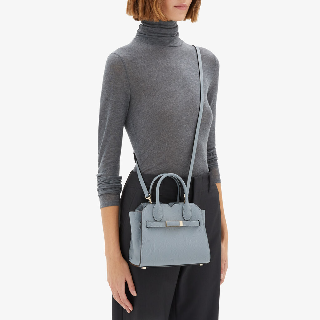 Milano Crossbody Micro Bag - Niagara Blue - Vitello Millepunte Soft - Valextra - 2
