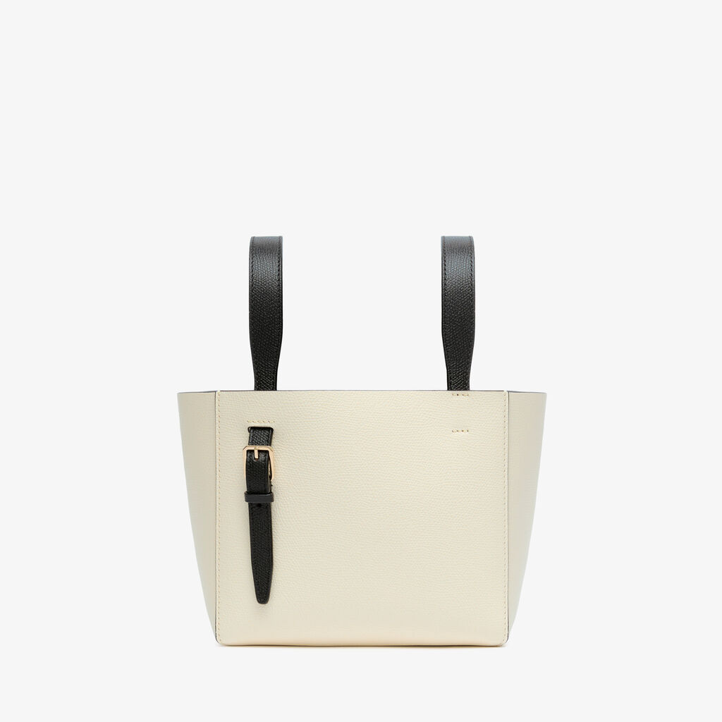 Soft Bucket Micro bag - Pergamena White/Black - Vitello VS - Valextra - 6