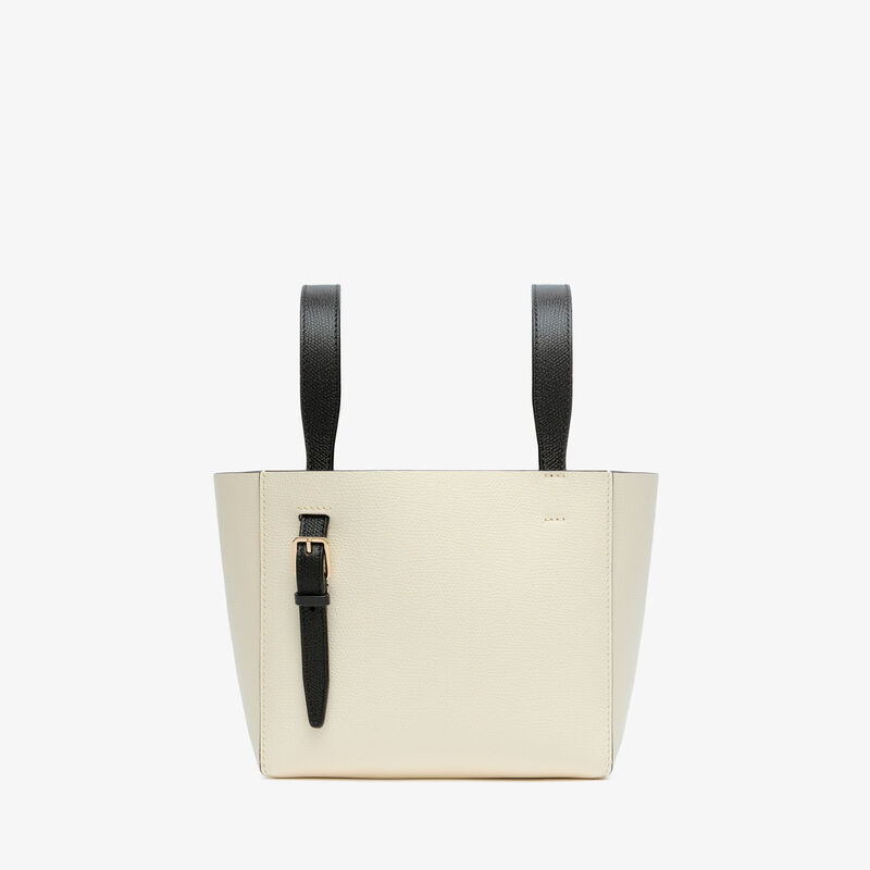 Soft Bucket Micro bag - Pergamena White/Black - Millepunte calf leather - Valextra - 6