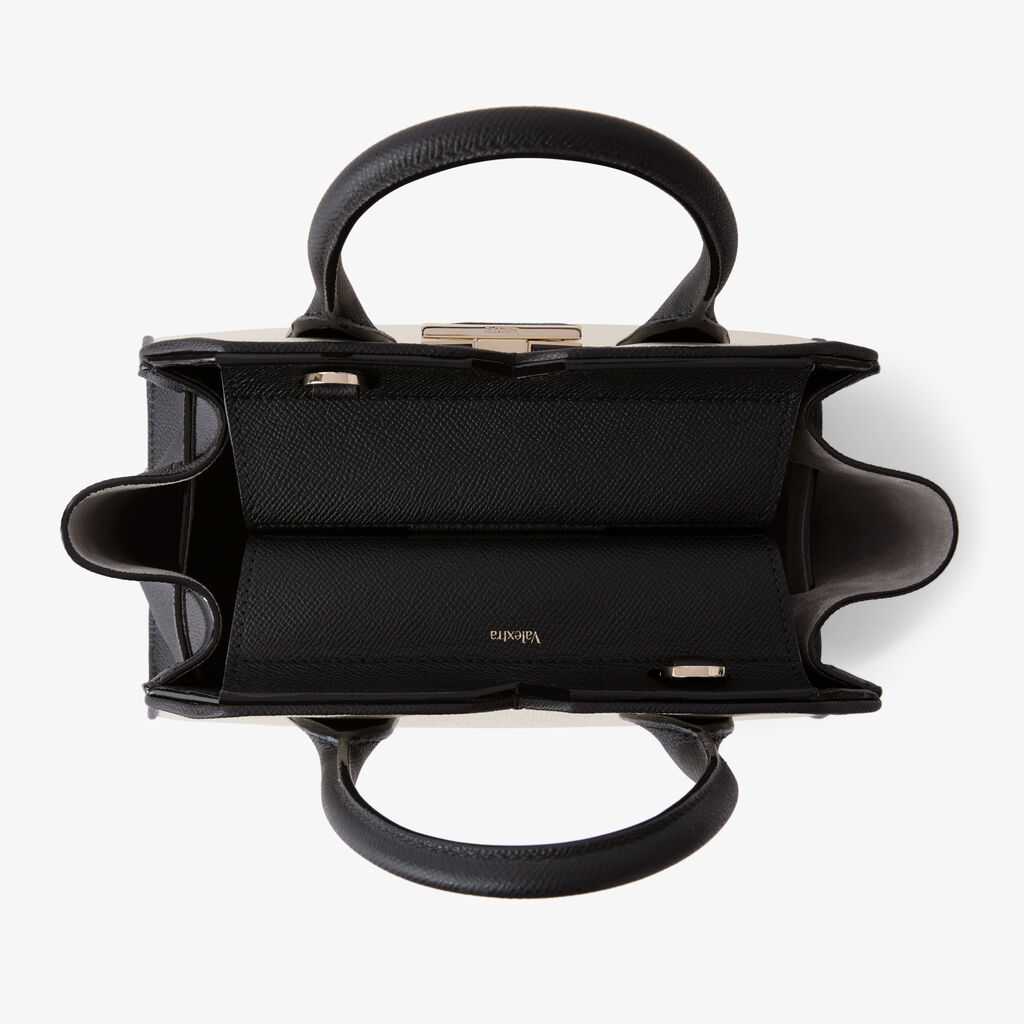 Milano Chiaroscuro Two Handles Mini Bag - Pergamena White/Black - Vitello Millepunte Soft - Valextra - 8