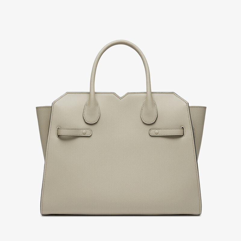 Milano Two Handles Medium Bag - Linen Grey - Millepunte Soft calf leather - Valextra - 7