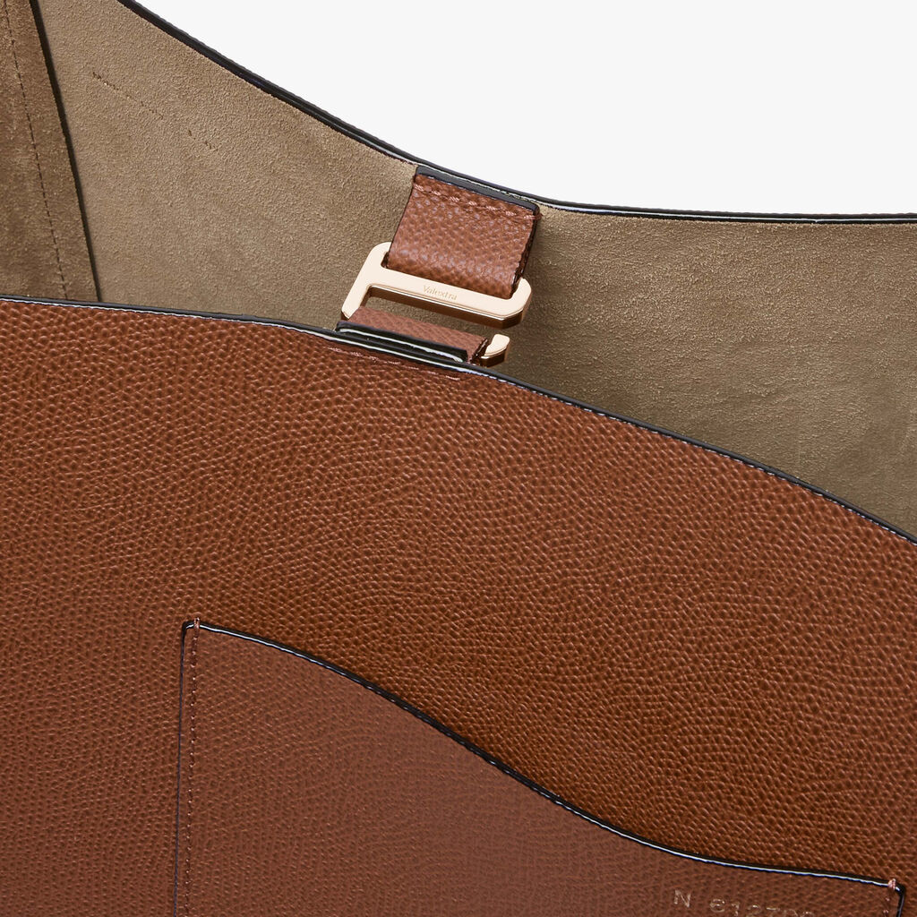 Soft Bucket Medium Bag - Chocolate Brown - Vitello VS - Valextra - 5
