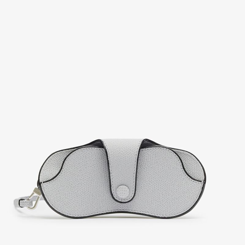 Glasses case with lanyard - Stone Grey - Millepunte calf leather - Valextra - 5