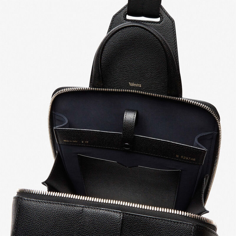 V-line One Shoulder Backpack - Black - Millepunte calf leather - Valextra - 4