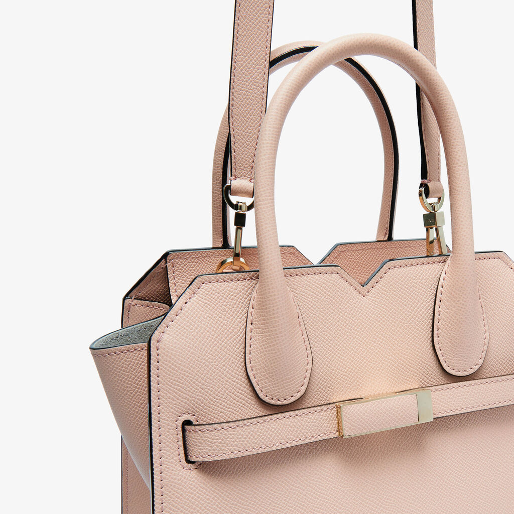 Milano Two Handles Mini Bag - Bonne Mine Pink - Vitello Millepunte Soft - Valextra - 5