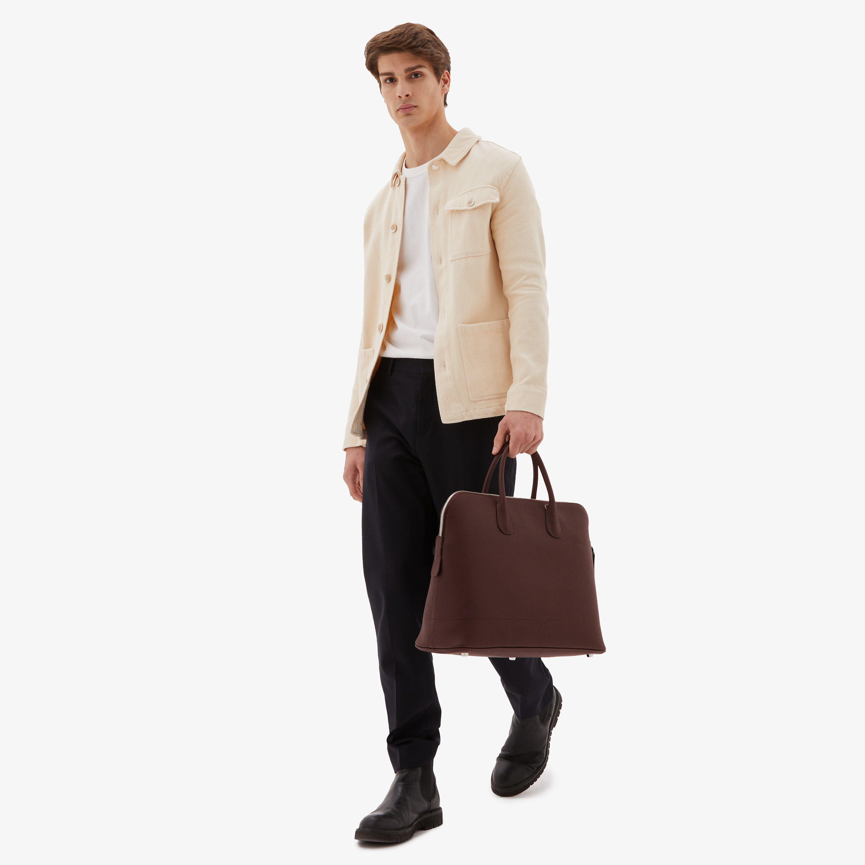 非常に高い品質 tote Leather Brown Men's bag Logo My Valextra | strap with バッグ