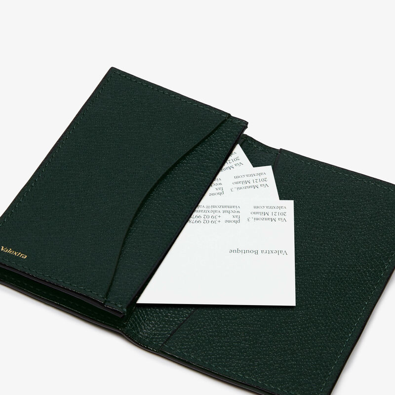 Porta Carte Di Credito Onda - Verde Valextra - Pelle di vitello Millepunte - Valextra - 3