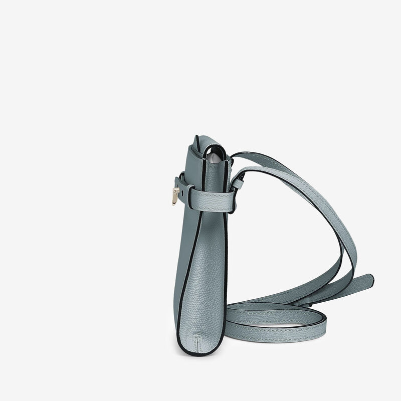 Brera B-Tracollina slim Crossbody micro bag - Smokey Blue - Millepunte calf leather - Valextra - 3