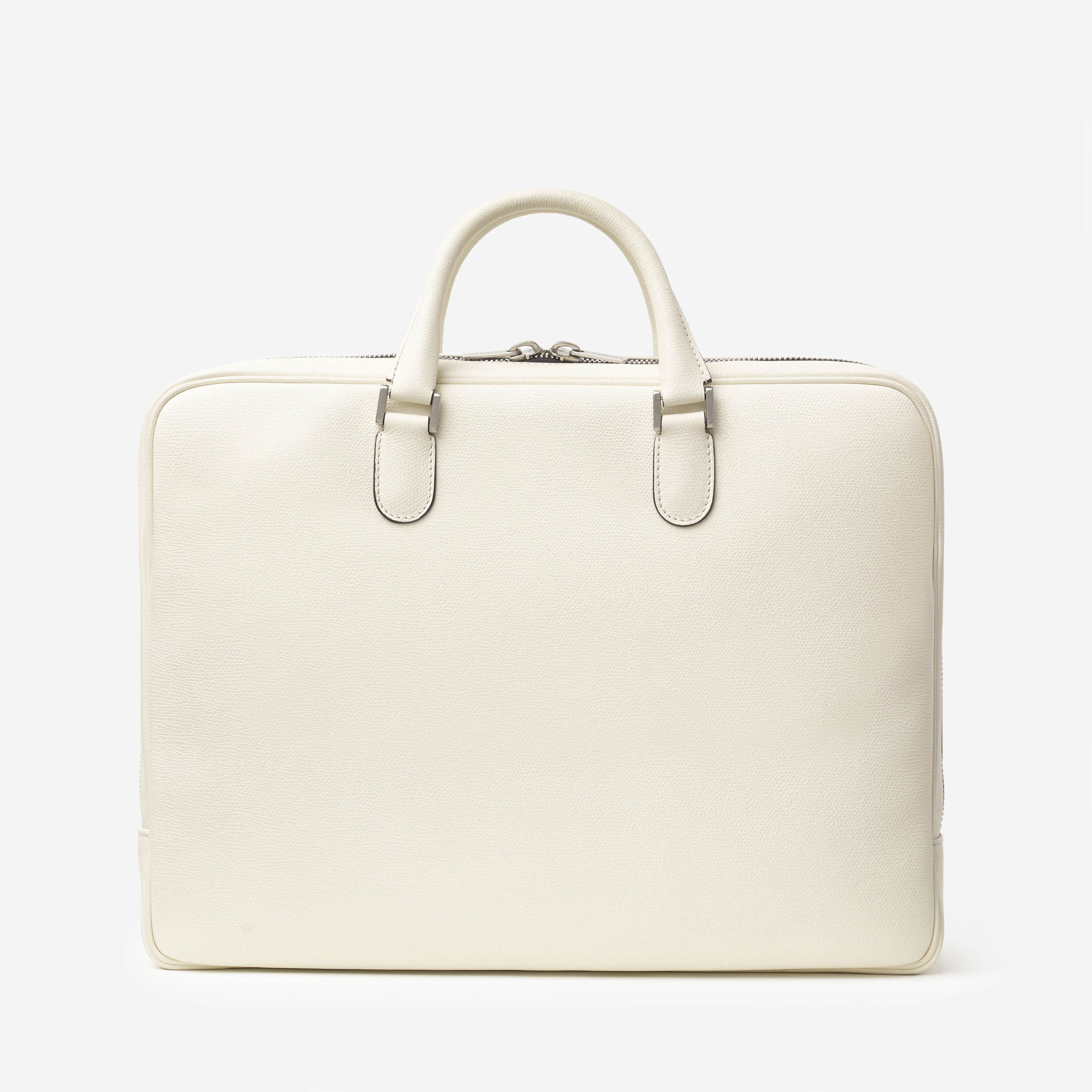 Valextra Avietta: White Leather Medium business bag