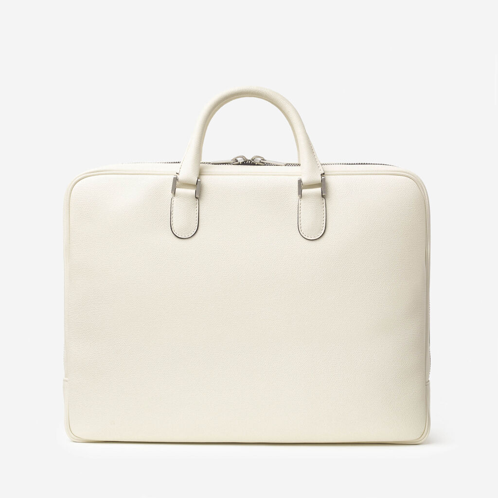 Avietta Briefcase with Zip 24h - Pergamena White - Millepunte calf leather - Valextra - 4