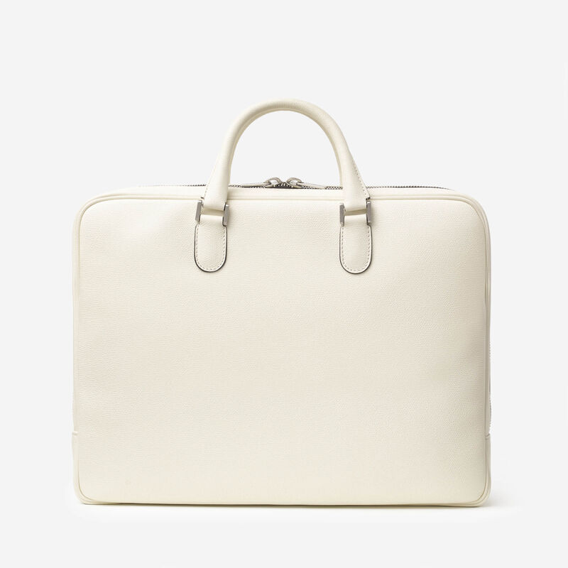 Avietta Briefcase with Zip 24h - Pergamena White - Millepunte calf leather - Valextra - 4