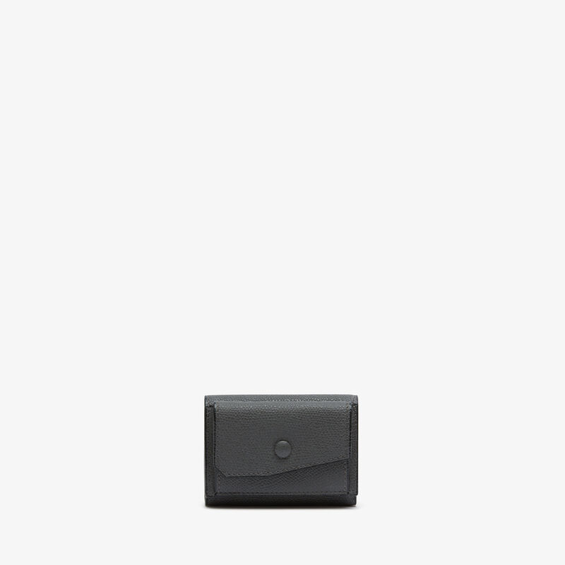 Small Wallet With Coin Holder - Smokey Grey - Millepunte calf leather - Valextra - 1