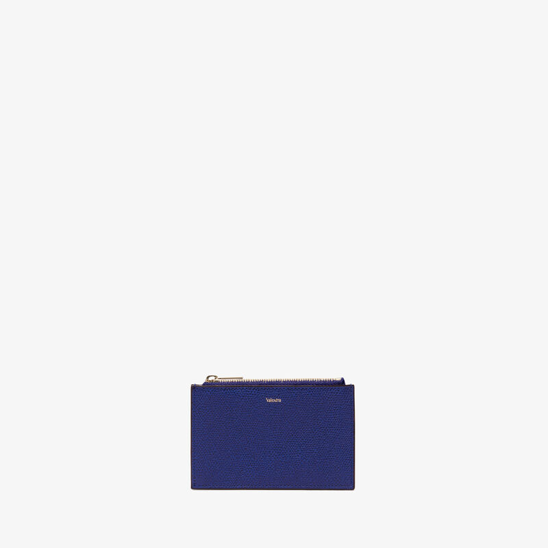 Card Holder 3CC with Zip - Royal Blue - Millepunte calf leather - Valextra - 4