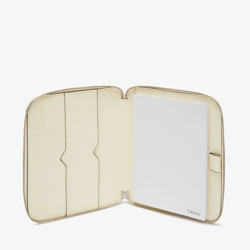 Zip Around Writing Folder A5 - Pergamena White - Vitello VS - Valextra - 2