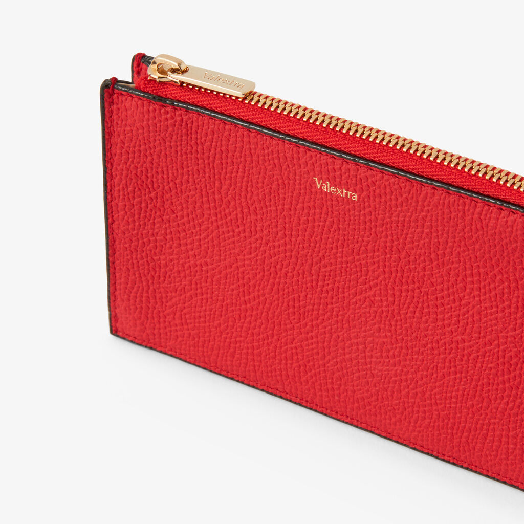 Card Holder 3CC with Zip - Crimson Red - Vitello VS - Valextra - 2