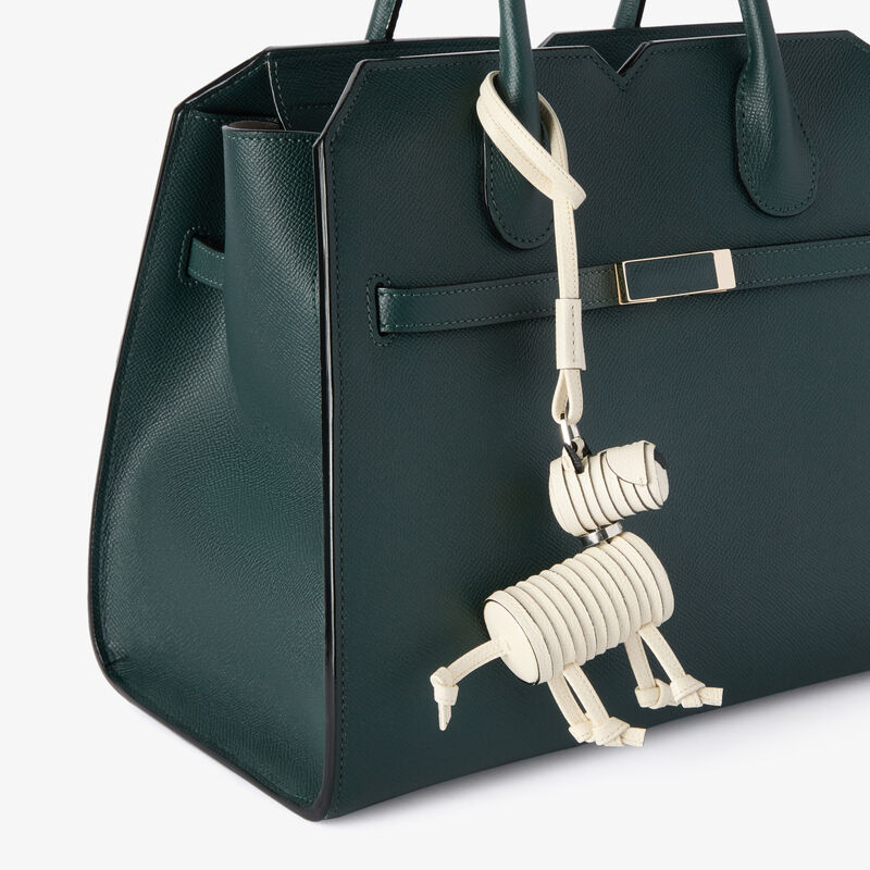 Puppy Dog Charm - Pergamena White/Black - Millepunte calf leather - Valextra - 2