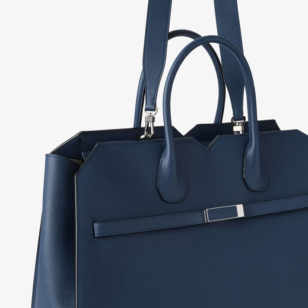 Milano Two Handles Large Bag - Sapphire Blue - Millepunte Soft calf leather - Valextra - 3