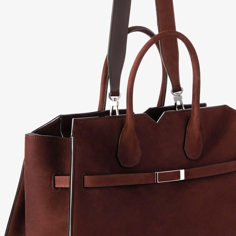 Milano Senso Two Handles Large Bag - Chocolate Brown - Millepunte Nubuk Senso Leather - Valextra - 3