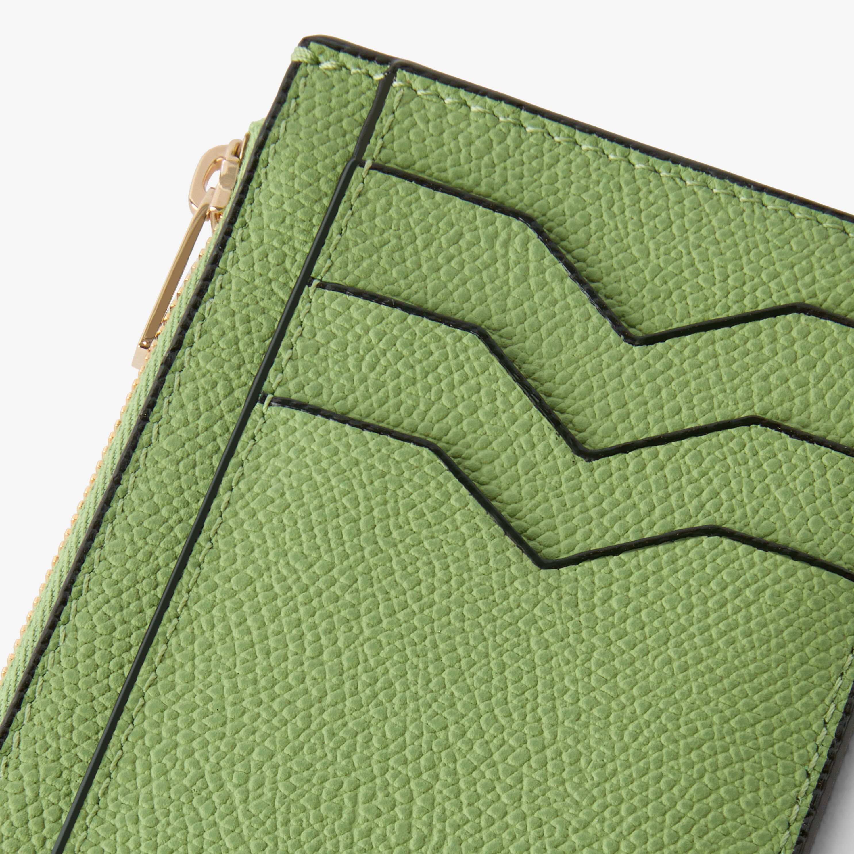 Aloe Green Leather Luxury Card Holder 3CC with Zip | Valextra