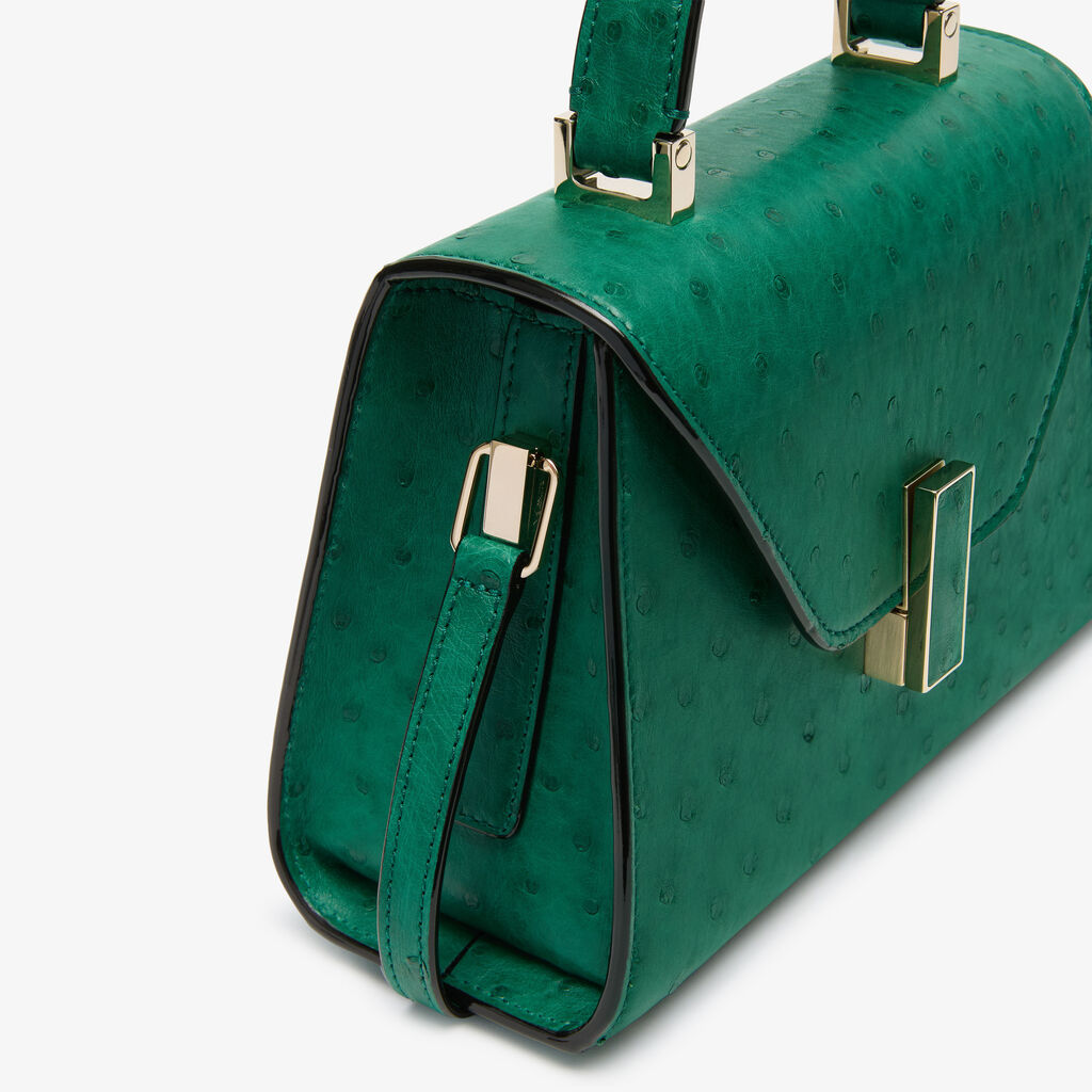 Borsa a Tracolla Iside Struzzo Micro - Verde Smeraldo - Struzzo - Valextra - 3