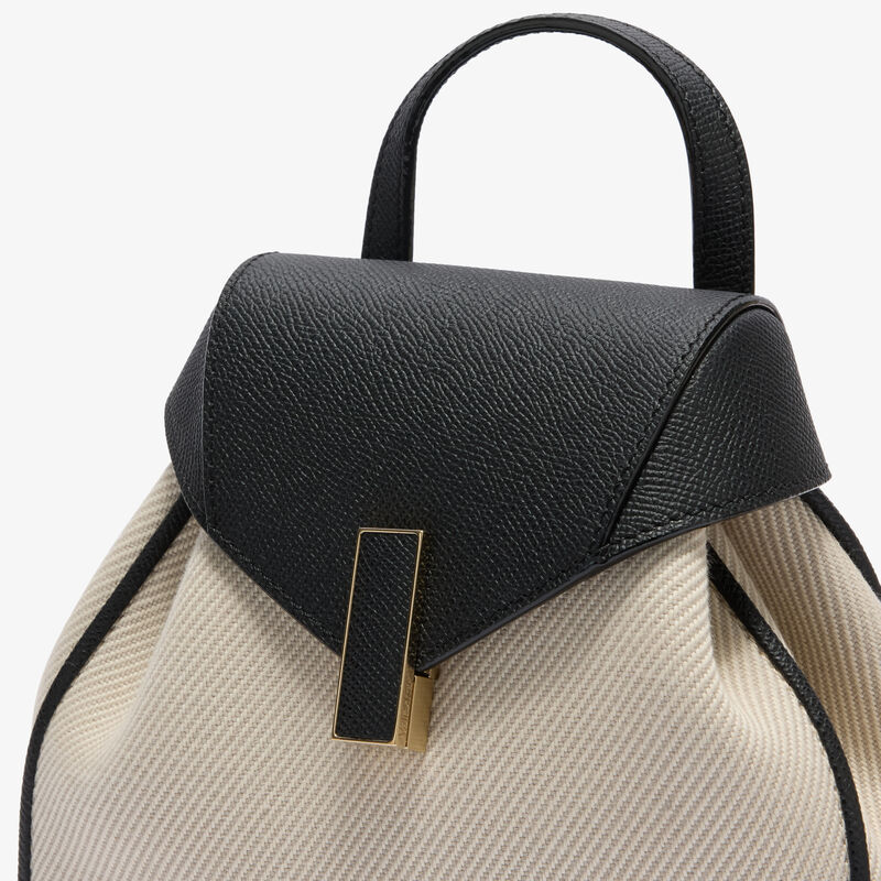 Iside Textured Canvas Backpack Mini -  - Canvas Eutolbat/Vitello Millepunte Soft - Valextra - 3