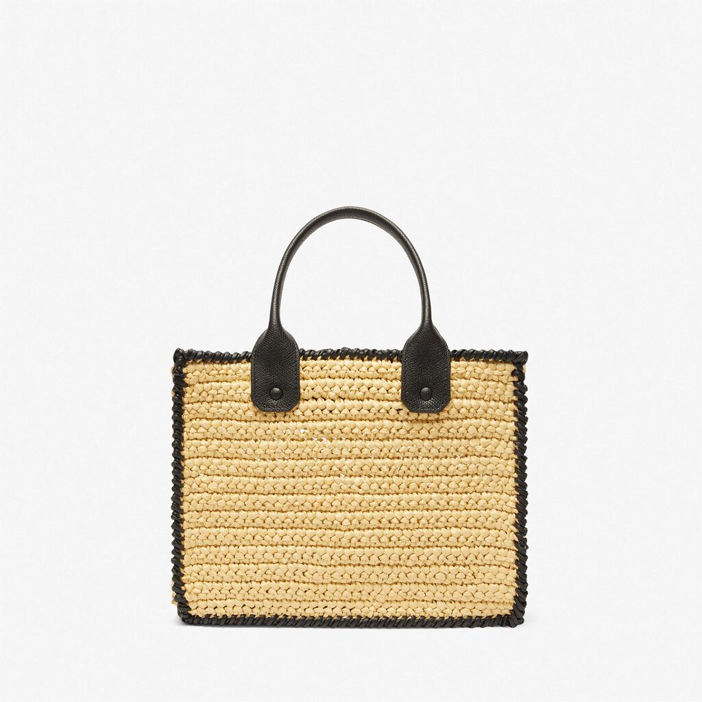Soft Tote Raffia Crochet mini bag - Beige/Black - Rafia/Vitello VS - Valextra - 6