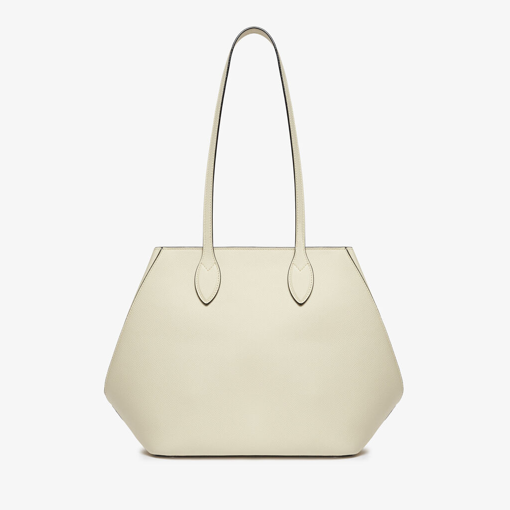 Vivi Shopping Medium Bag - Pergamena White - Vitello Millepunte Soft - Valextra - 10