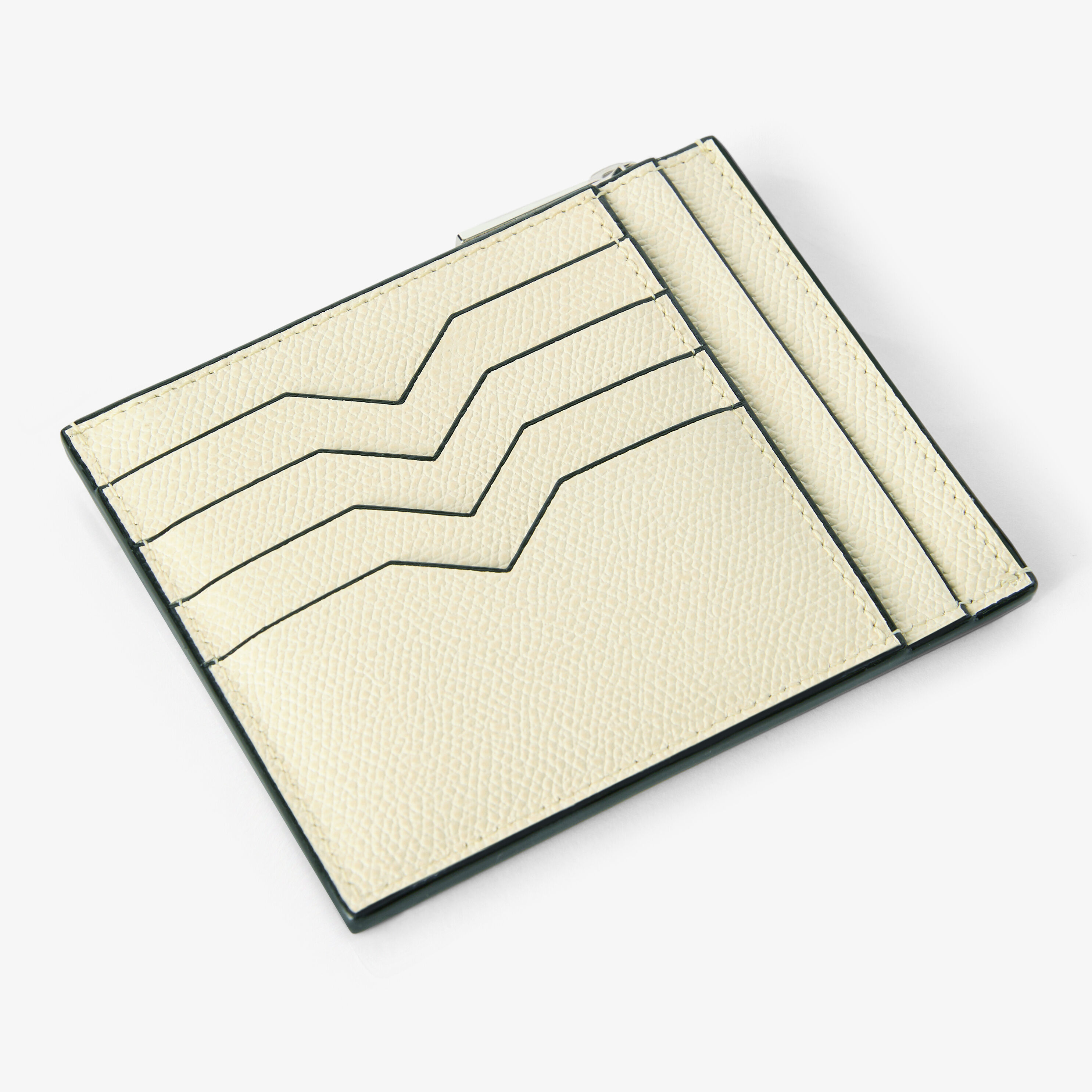 White Grained Leather Luxury Card Holder 8CC with Zip | Valextra