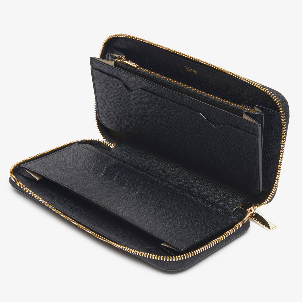 Zip Around 10 CC Wallet - Black - Vitello VS - Valextra - 2