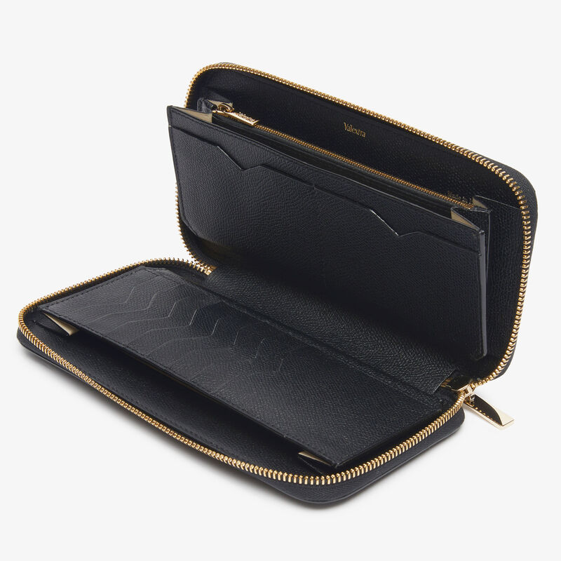Zip Around 10 CC Wallet - Black - Millepunte calf leather - Valextra - 2
