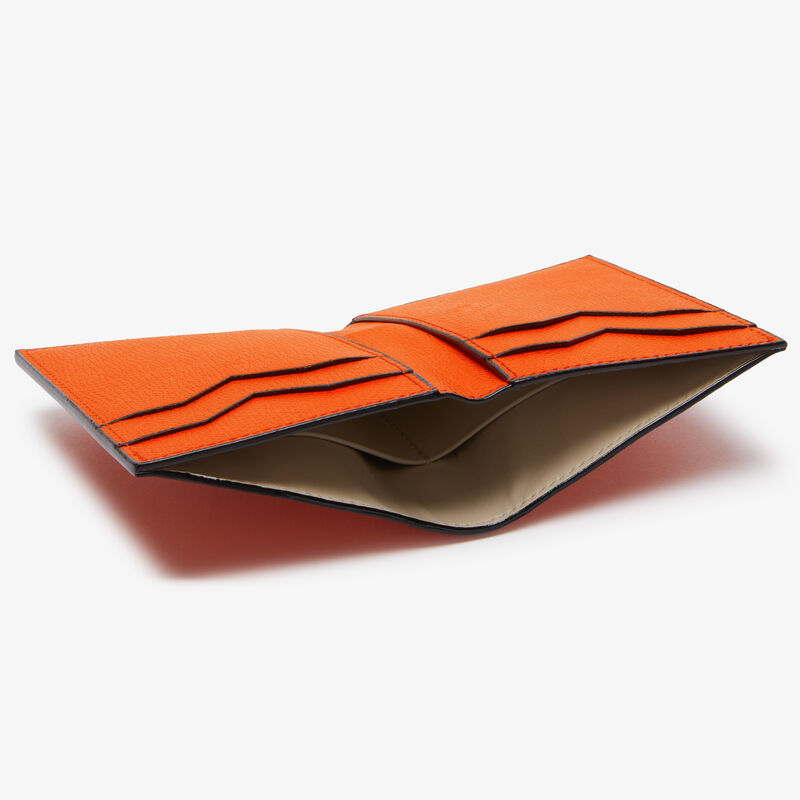 Portafoglio Bifold 4cc - Arancio Aragosta - Pelle di vitello Millepunte - Valextra - 3
