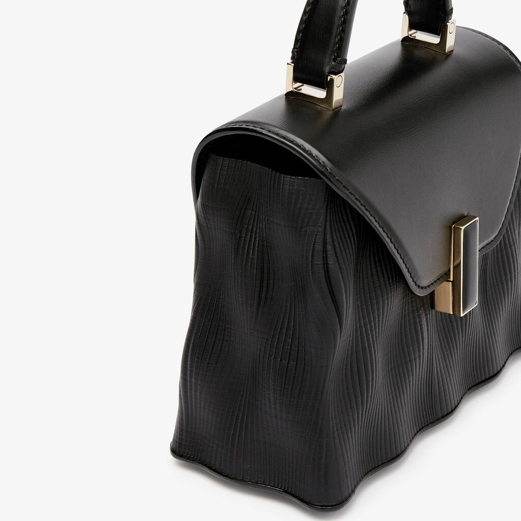 Iside Top Handle Onda Mini Bag - Black - Vitello Palmellato-Stampa 3D Onde - Valextra - 4