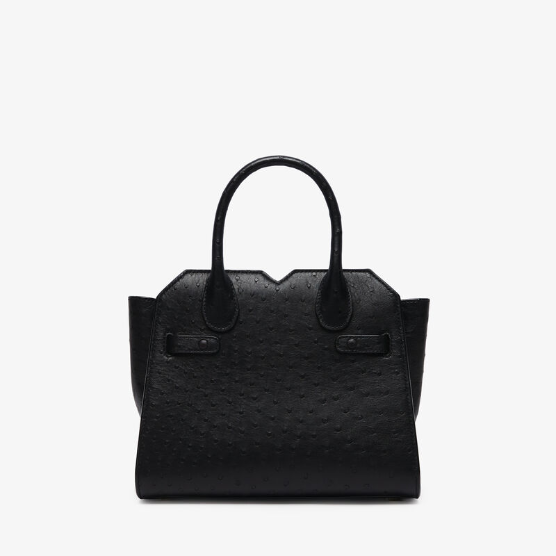 Milano Ostrich Two Handles Mini Bag - Black - Exotic - Valextra - 5