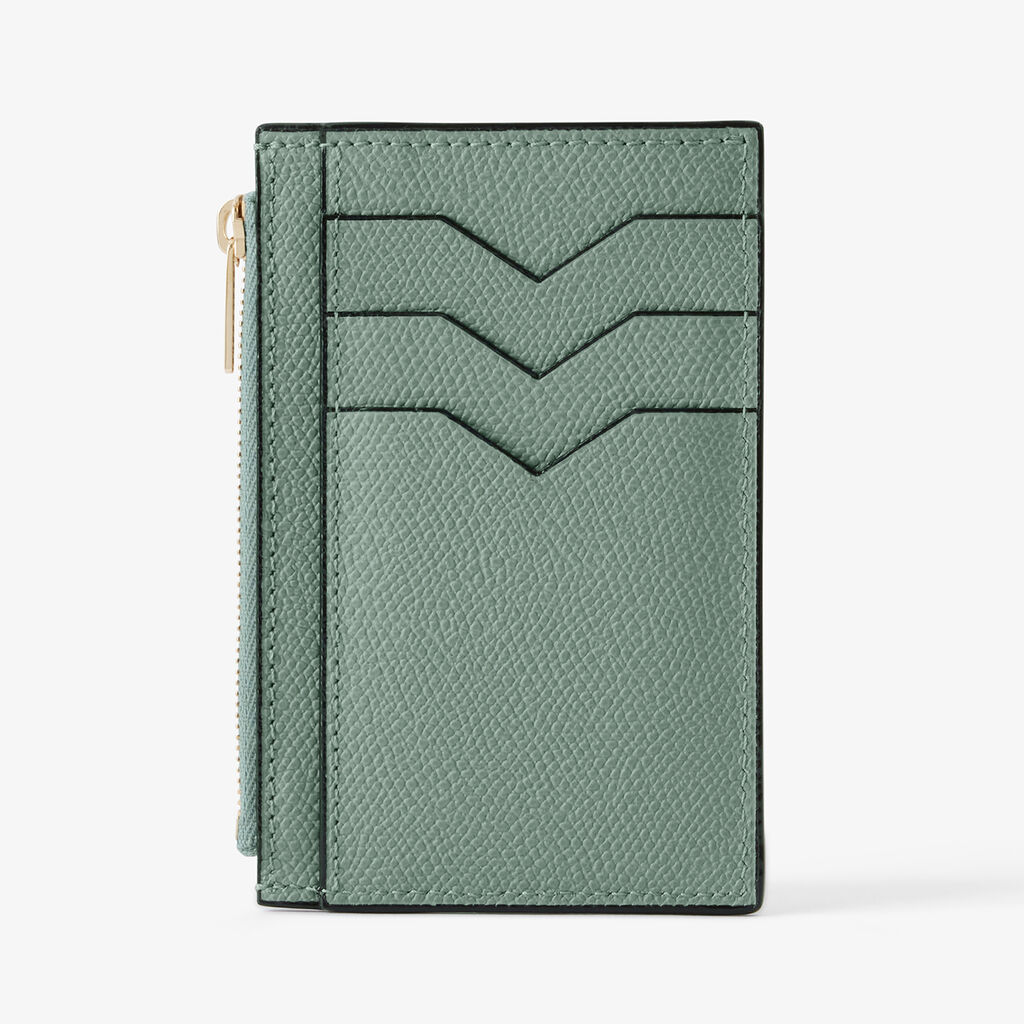 Card Holder 3CC with Zip - Eucalyptus Green - Vitello VS - Valextra - 5
