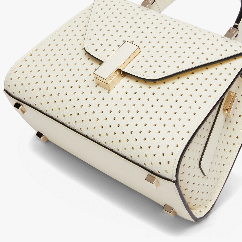 Iside Senses Crossbody Micro Bag - Pergamena White/Gold - Vitello VS-Foratura Laminata - Valextra - 4