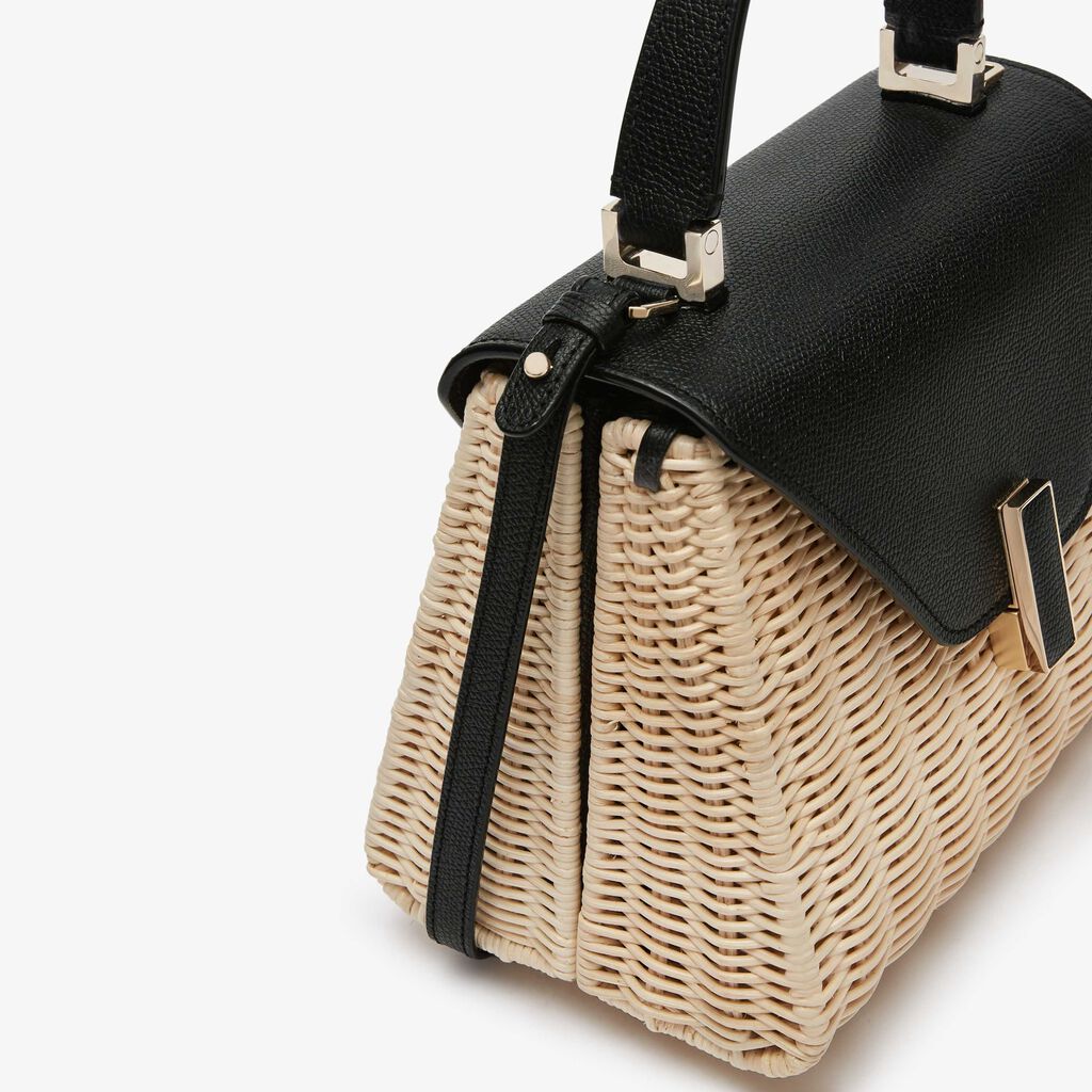 Iside Wicker Top Handle Mini Bag - Beige/Black - Midollino/Vitello VS - Valextra - 4